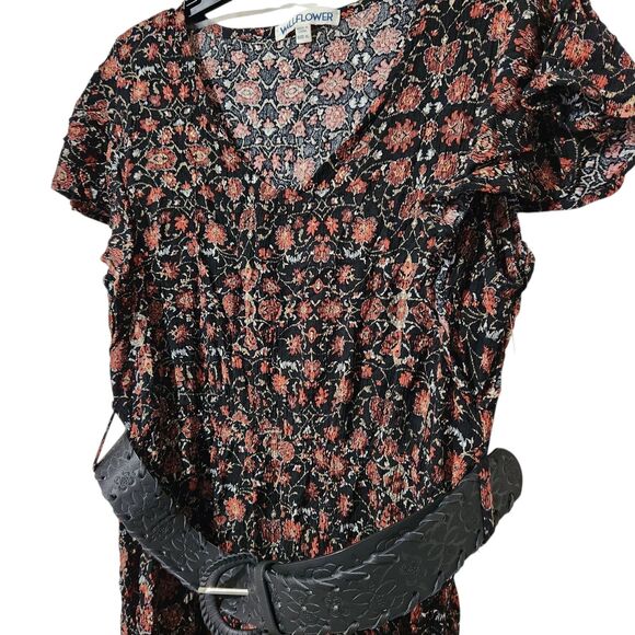 Wallflower Dress For Girls Size XL Floral Vneck With Belt - Picture 4 of 11